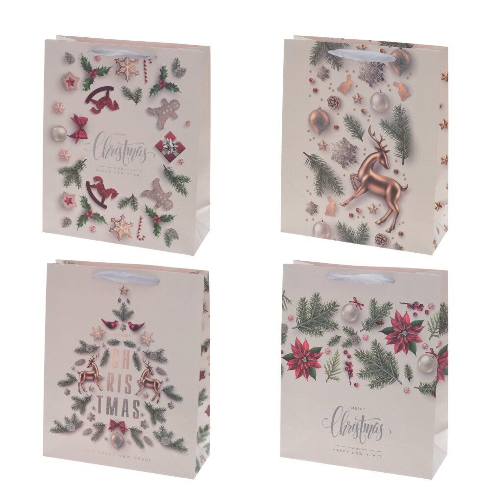 GAEM Пакет подарочный (бумага, плотность 210г/м2, блок микс 12шт), L26 W10 H32 см, 4в.