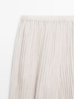 Massimo Dutti Брюки Саруэль с плиссировкой, кремовый