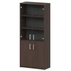 Шкаф комбинированный с прозрачным стеклом А-310/А-стл310пр Дуб венге 770x365x2000 Арго