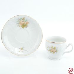 Набор чайных пар бочка Bernadotte Зеленый цветок 240 мл(6 пар)