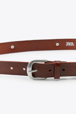 ZARA КОЖАНЫЙ РЕМЕНЬ С ЗАКЛЕПКАМИ В ВИДЕ СЕРДЕЦ, ТЕМНО-РОЗОВЫЙ