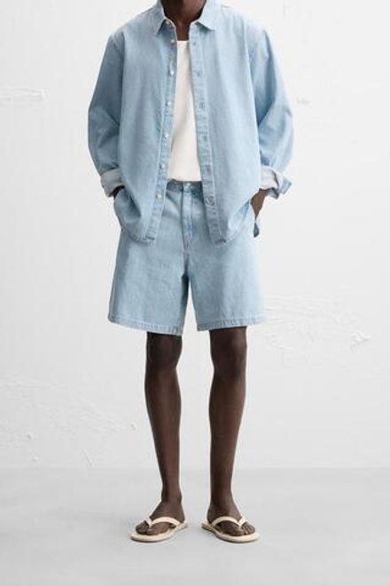 ZARA ДЖИНСОВЫЕ ШОРТЫ, СВЕТЛО-ГОЛУБОЙ