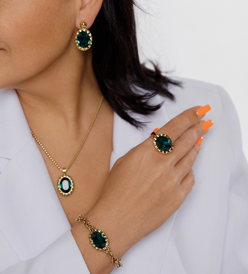 Кольцо Qudo TIVOLA UNICA big (G/P) Emerald 58 686946