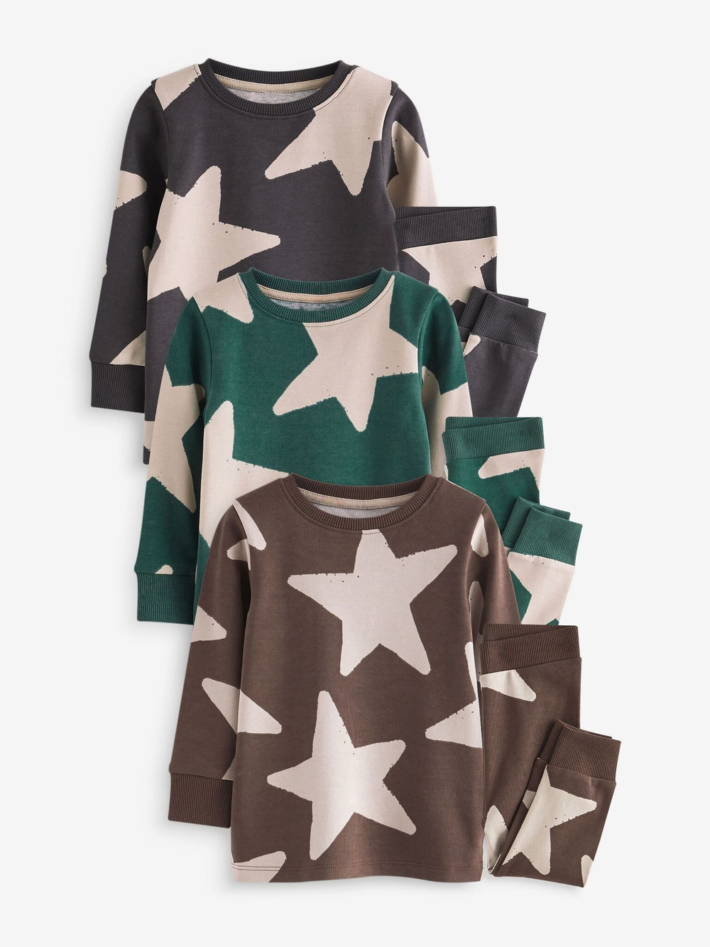 Пижама для мальчика Next K98-601, 3 шт., Зеленый, Коричневый, Темно-серый