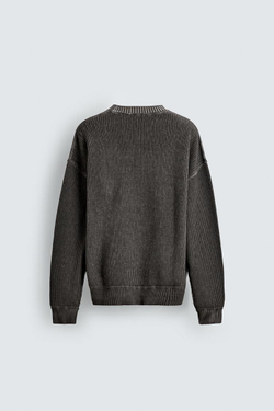 ZARA ДЖЕМПЕР С ПРИНТОМ И ЭФФЕКТОМ ПОТЕРТОСТИ, ЧЕРНЫЙ