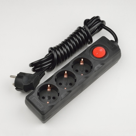 S-GCD3-3B BLACK Удлинитель серии Standart. шнур 3м.. 3 гнезда. с-з. Черный. TM Uniel.