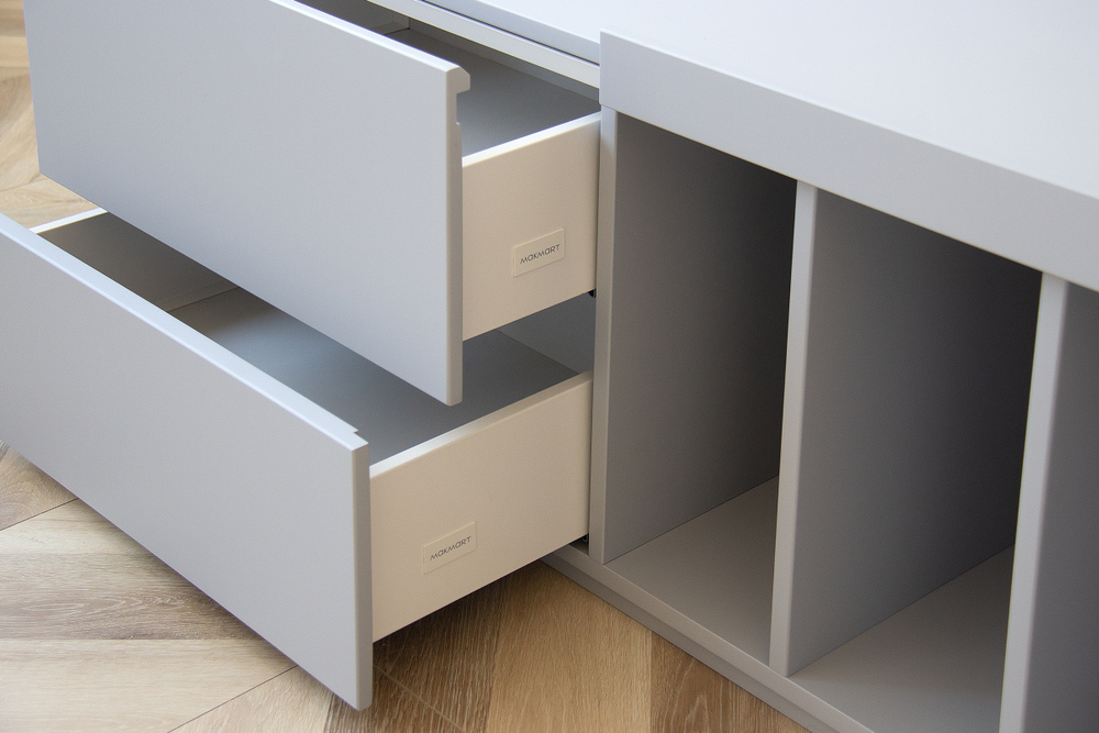 Тумба Lagom под ТВ 2 ящика 3 ниши ширина 140 см (светло-серый)