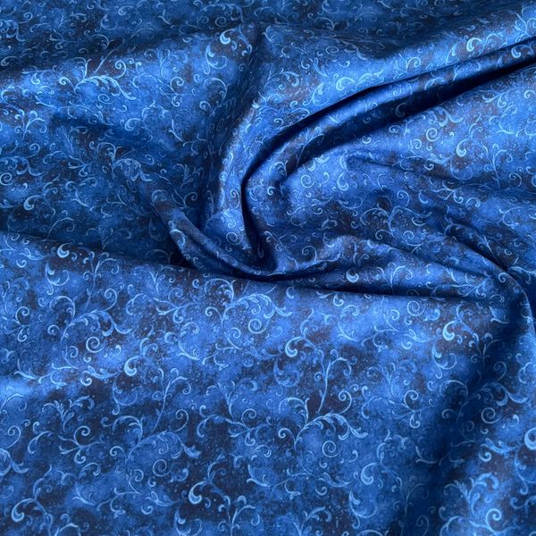 ВИТИЕВАТЫЙ УЗОР, СИНИЙ, отрез 50 см . - 100% ХЛОПОК 1