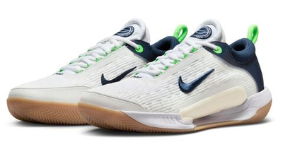 Мужские кроссовки теннисные Nike Zoom Court NXT Clay - white/midnight navy/green strike