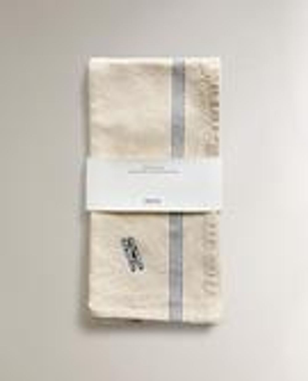 ZARA HOME КУХОННОЕ ПОЛОТЕНЦЕ ИЗ ХЛОПКА С ВЫШИВКОЙ, СИНИЙ