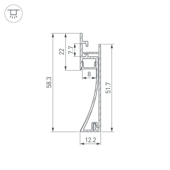 Профиль встраиваемый Arlight Plintus-H58-F-2000 Anod 046391
