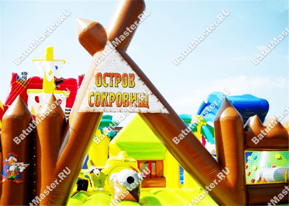 Большой надувной батут "Говорящая акула" 15*14*8 м