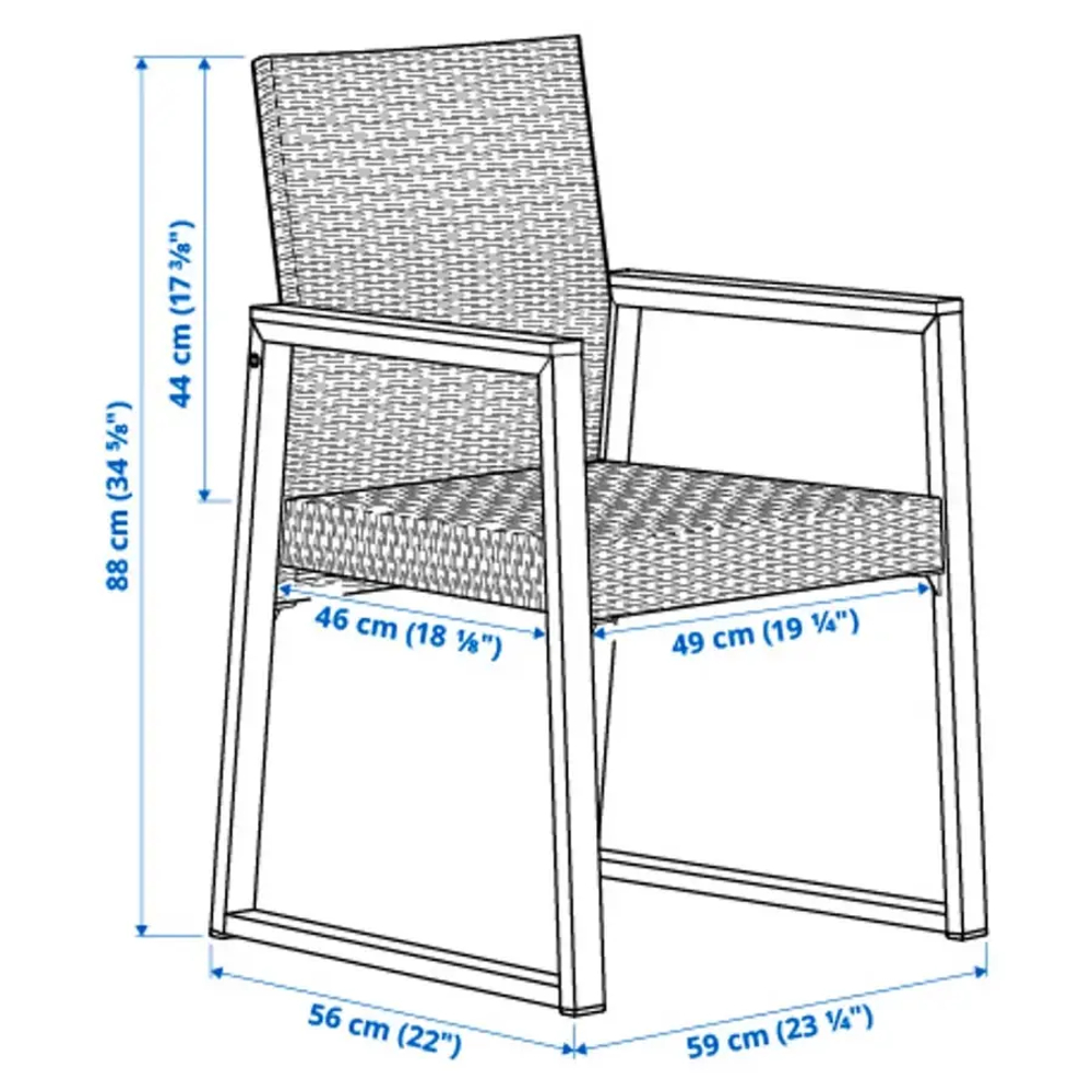 Кресло садовое - IKEA VÄRMANSÖ/VARMANSO, 88х59 см, коричневый, ВЭРМАНСО ИКЕА