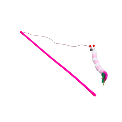Дразнилка-удочка для кошек Пижон "Гусеница с перьями", ручка 49 см, в ассортименте