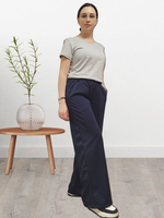 20621 Брюки женские палаццо трикотаж Диор темно-синий (54)