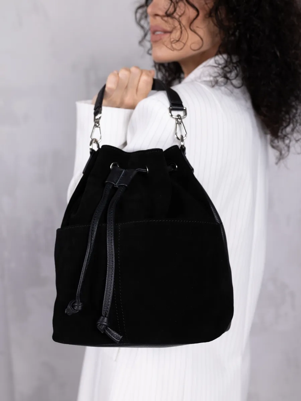 сумка через плечо шоппер натуральная замша