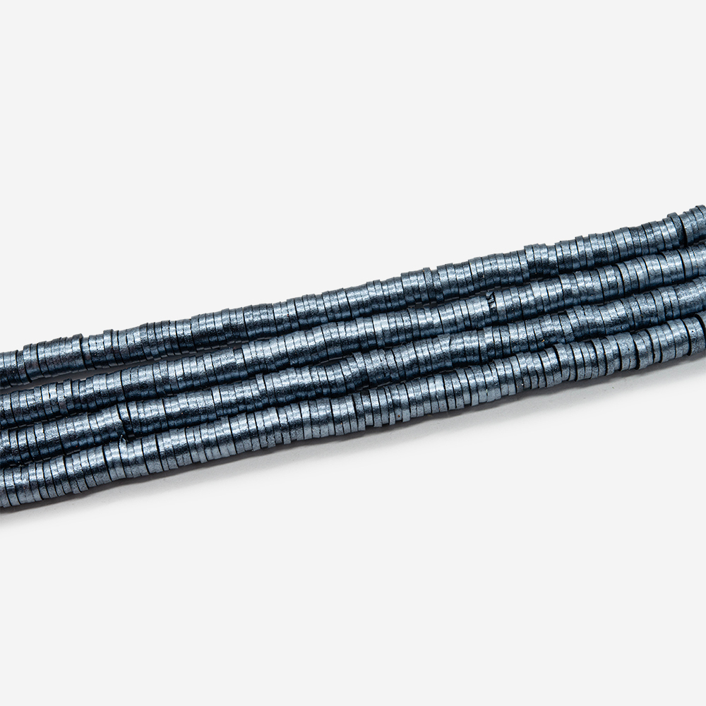 Бусины хеши, каучук с напылением, оттенок "Гематит", 6*1мм