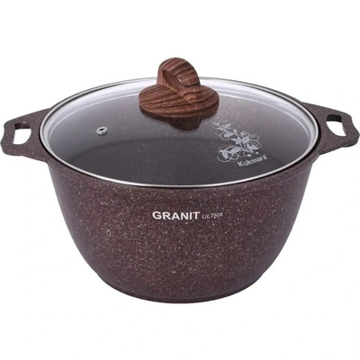 Кастрюля 4л со стекл. крышкой, АП линия «Granit ultra» (red)