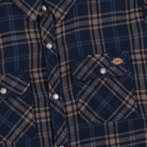 Куртка Dickies Flannel Hooded Shirt Jacket (dark navy/mushroom plaid) артикул: - купить в магазине Дайс