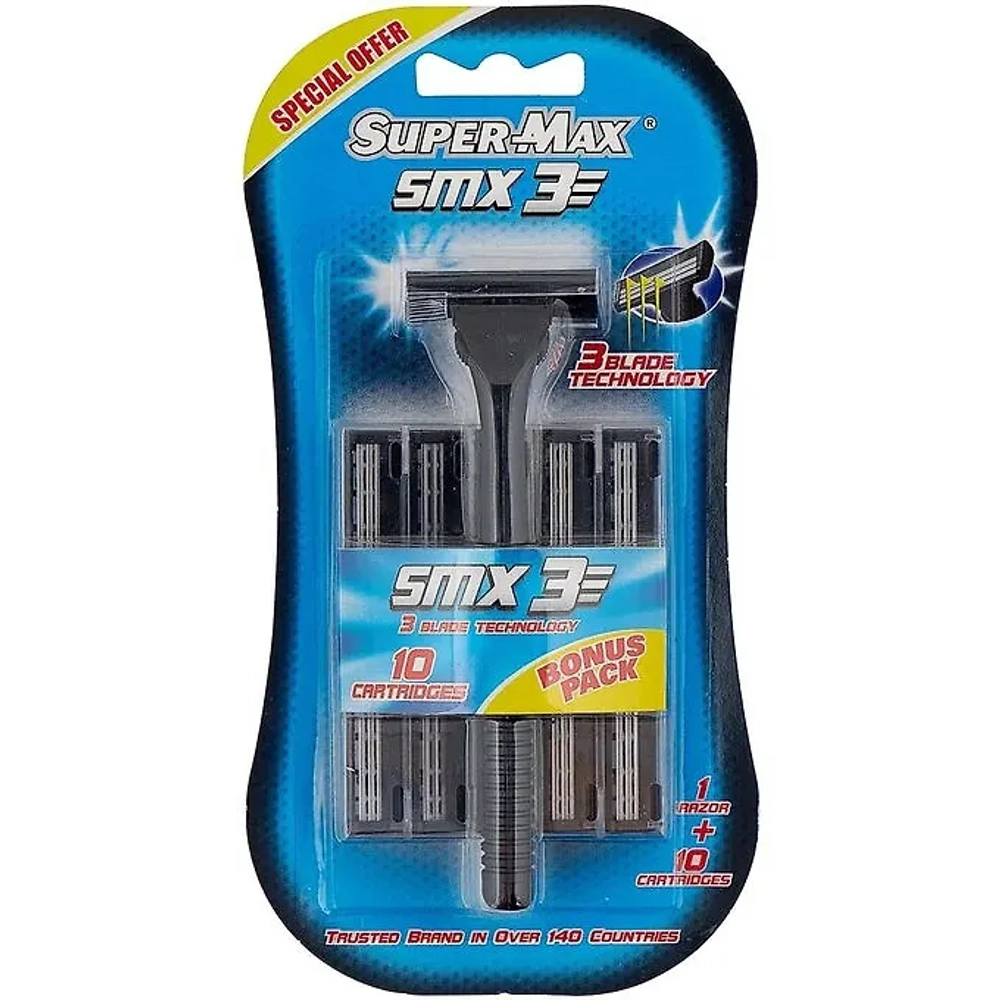 (AT493) SUPER-MAX SMX 3 (многораз.станок+10 смен.картриджей с тройным лезвием)