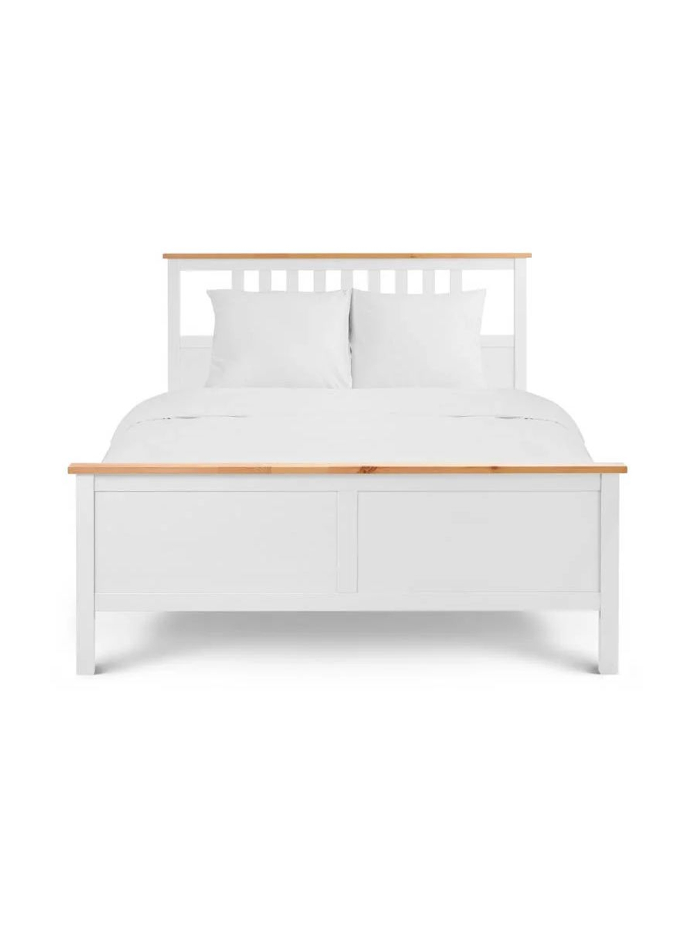 IKEA Кровать двуспальная HEMNES 160*200, белая, с металлической центральной перекладиной, из массива дерева, КЫМОР (ИКЕА ХЕМНЭС)