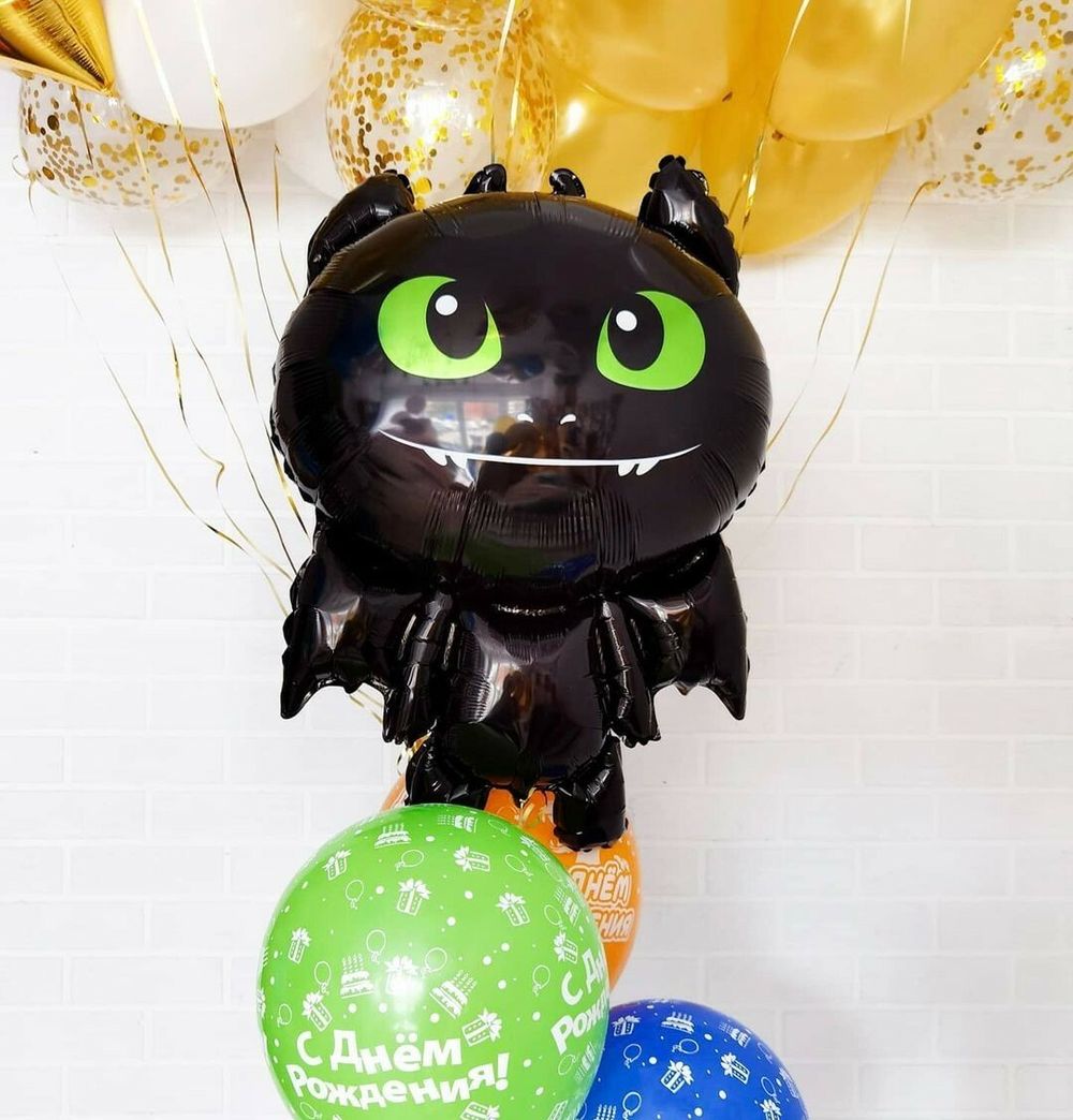 К Шар фигура "Дракон маленький" (Falali) черный 34"/86 см (БГ-30) 