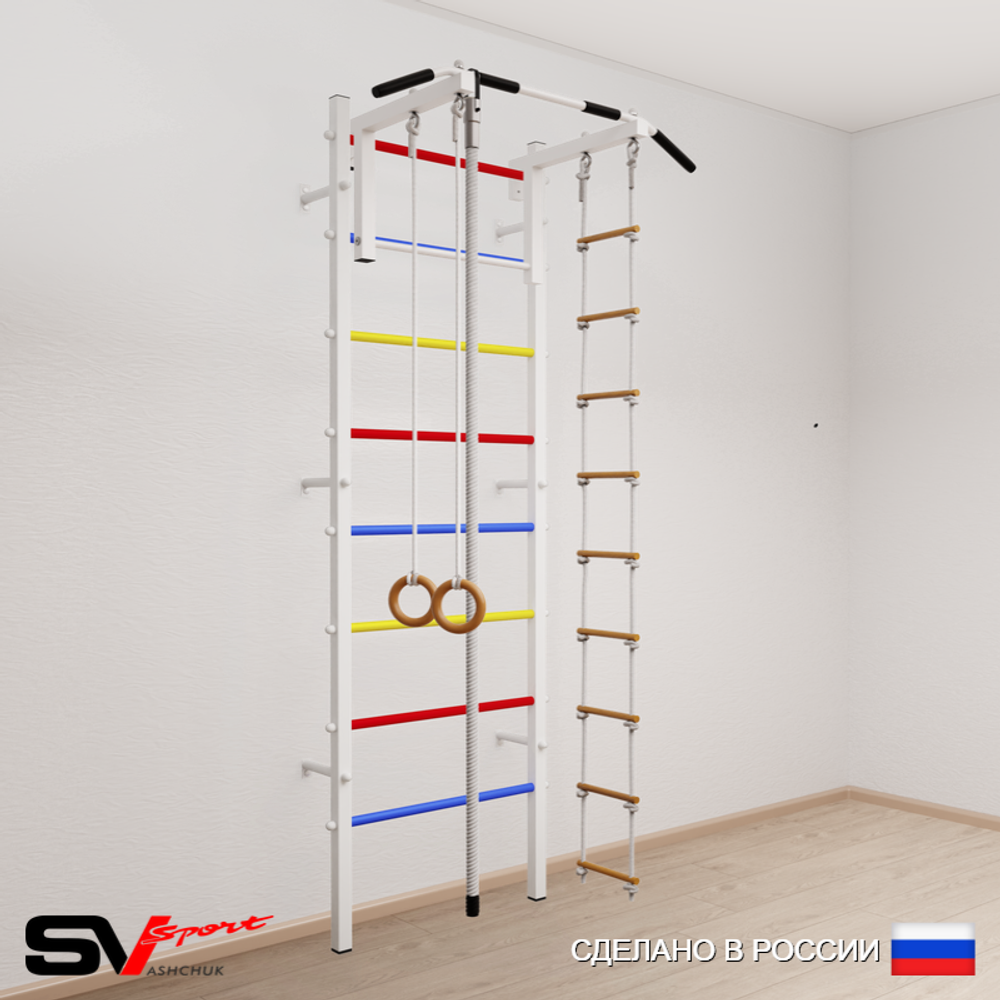 Шведская стенка Sv Sport 502 (Турник стандарт/Канат/Кольца/Лестница)