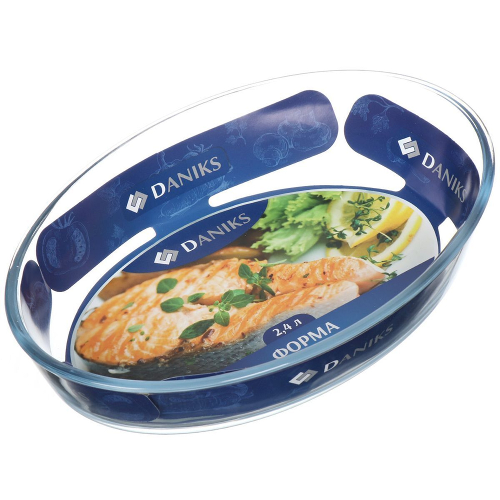 Форма для выпечки стекло, 21.3х30.3х6.5 см, 2.4 л, овал, Daniks, DNX-24R