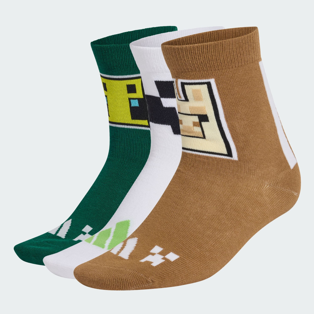 Adidas Набор из трех пар носков Minecraft, разноцветный