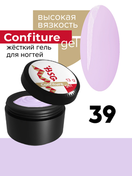 Жёсткий гель  для наращивания  Confiture №39 ВЫСОКАЯ ВЯЗКОСТЬ - Светло-сиреневый (13 г)