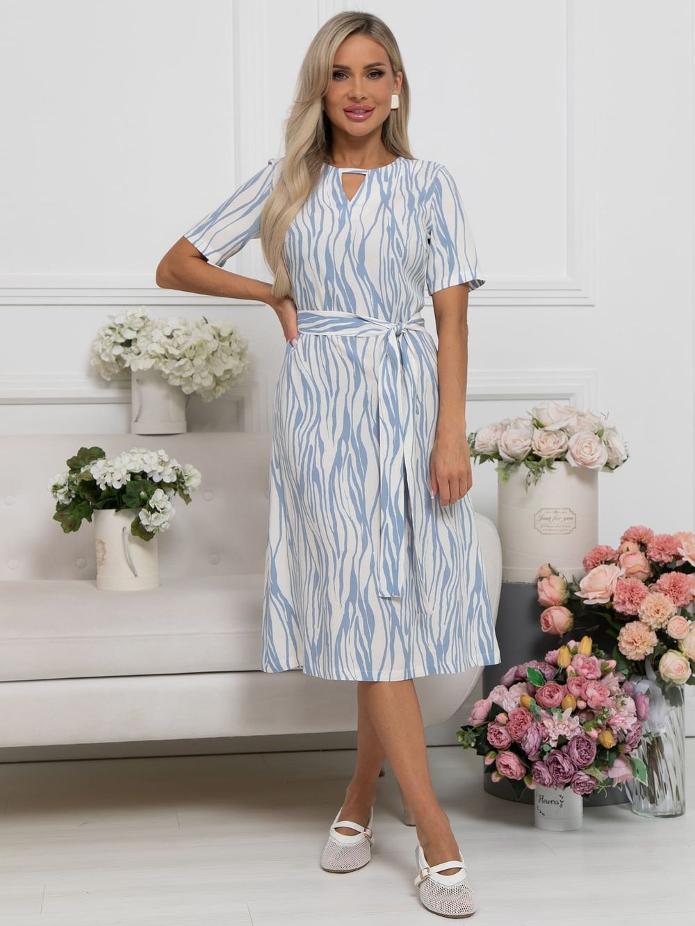 Платье Тесса (бело-голубое) П15930-45М LT Collection