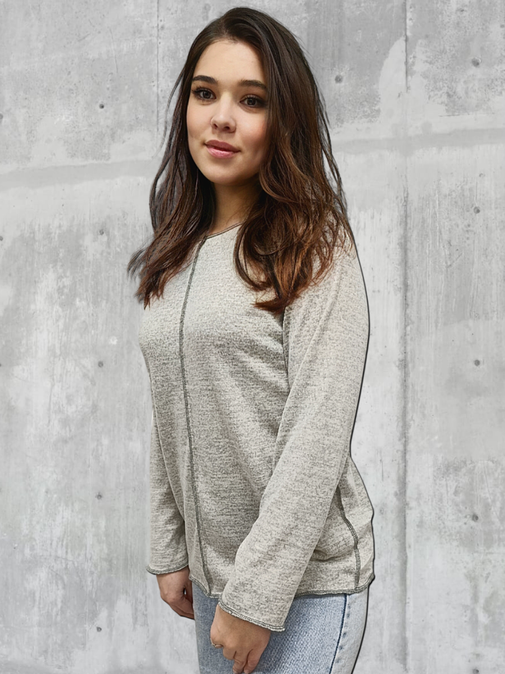 22241 Лонгслив женский трикотаж Ангора серый меланж (52)