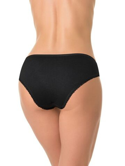 Хлопковые трусики-слипы с ажурными вставками (Размер: XL) (Цвет: черный)