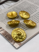 Пуговицы круглые Скиапар. матовое золото с рельефными деталями
