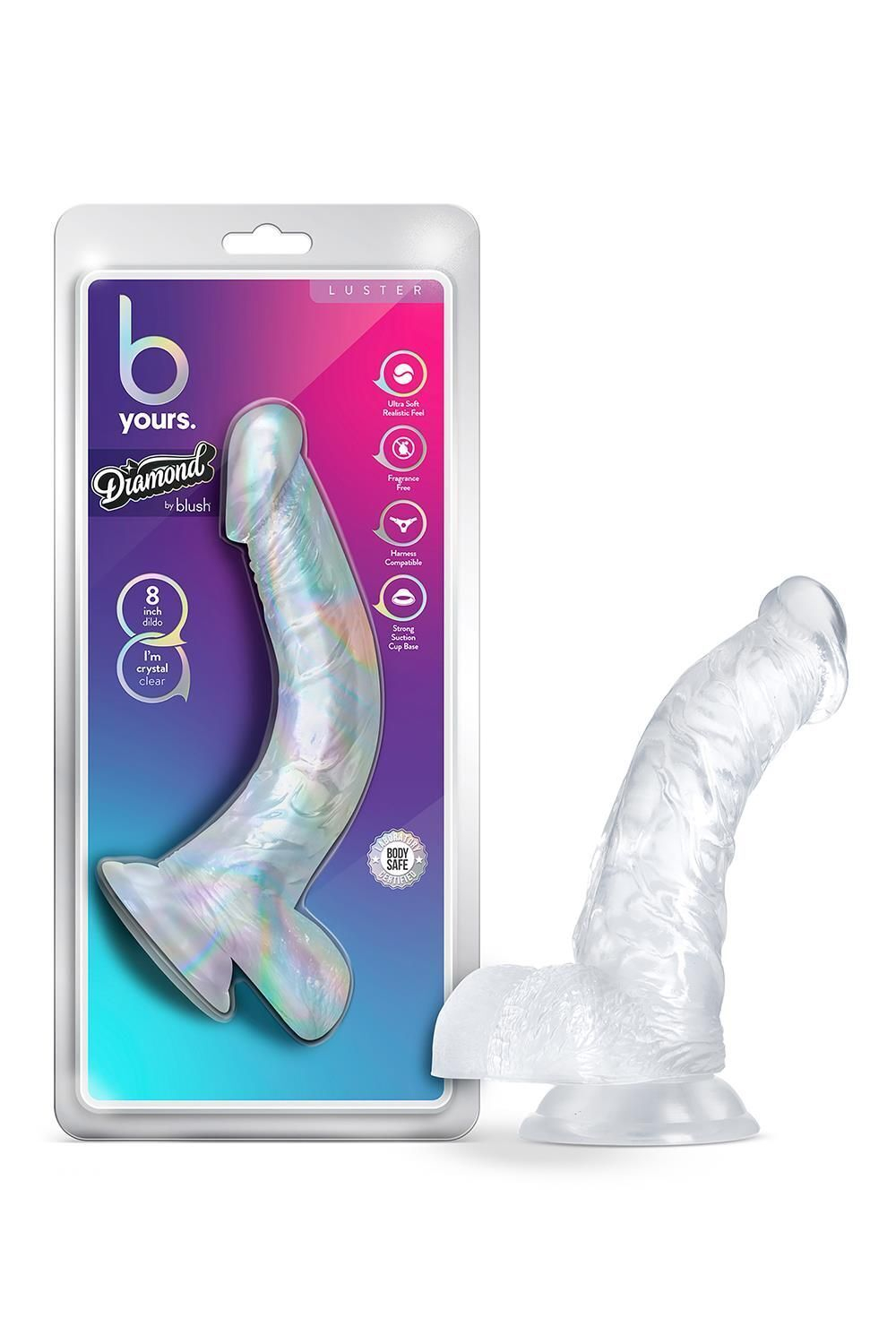 Прозрачный фаллоимитатор Luster - 21,5 см. (Цвет: прозрачный)