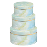 Подарочная коробка Basir 3 в 1, круглые с крышкой, под мрамор, размер 22*11.5/20.5*10/18.5*8.5 см (диаметр*высота), ассорти