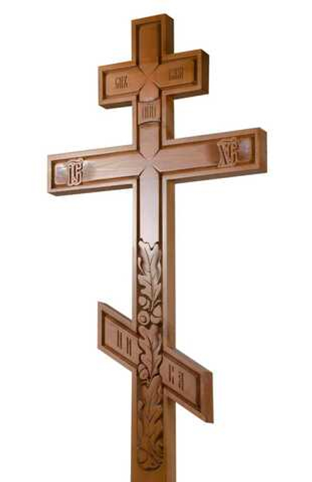 Крест дубовый "Цветы светлый"