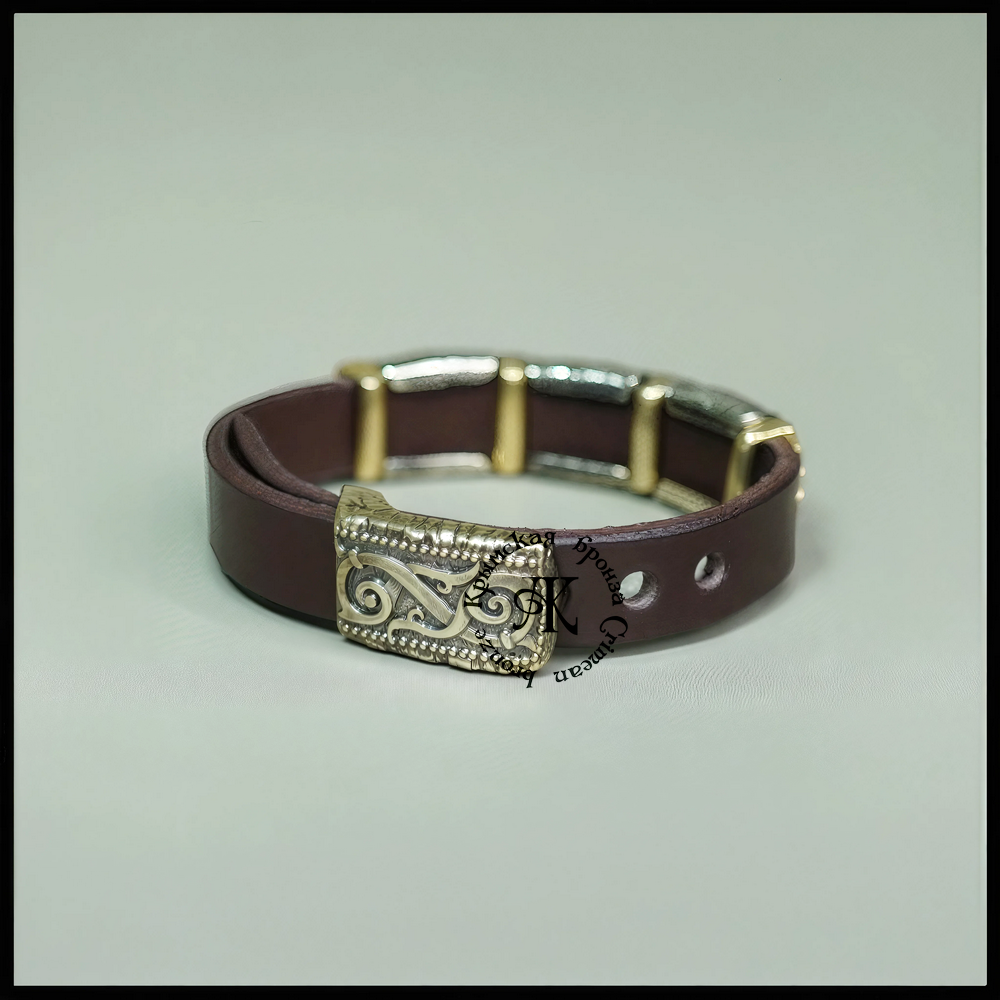 Браслет кожаный "Русь" для женщин , для мужчин
