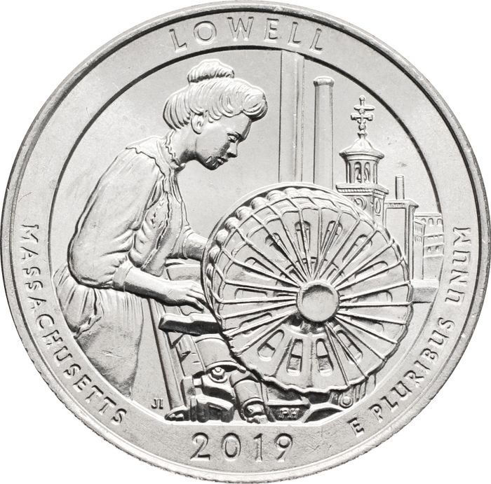 25 центов (1/4 доллара, квотер) 2019 США «Национальный парк Лоуэлл» (P) (46-й парк)
