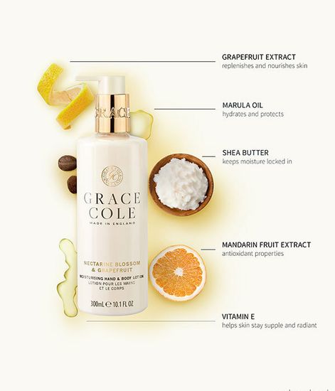 Цветок нектарина и грейпфрут лосьон для тела и рук, Grace Cole