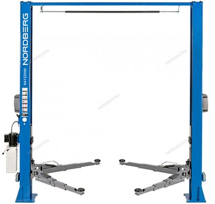 Цена на NORDBERG (N4122HM-4B) Подъемник 2-стоечный 4 т, с верхней синхронизацией, снятие со стопоров с одной колонны, 380 В, синий