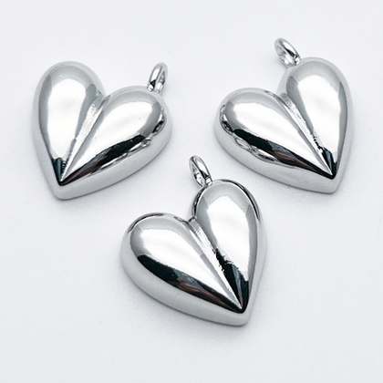 Подвеска Сердце, цвет серебро (родий), размер 20*16 мм, цена за 1 шт