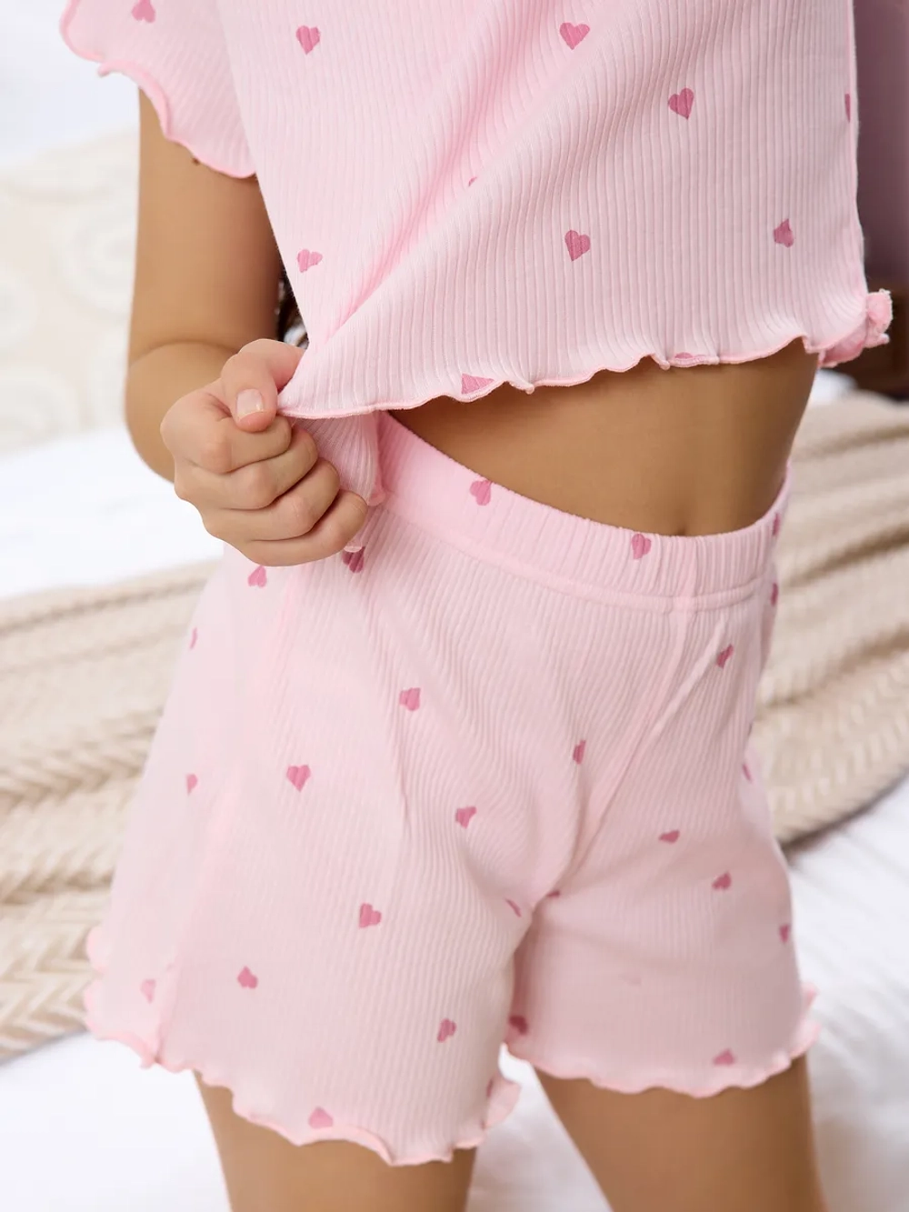 Домашняя пижама с шортами лапша