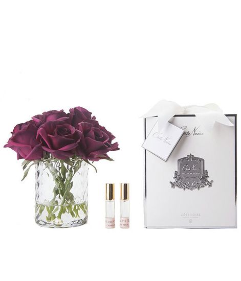 Букет красных роз в прозрачной вазе "ёлочка", Cote Noire