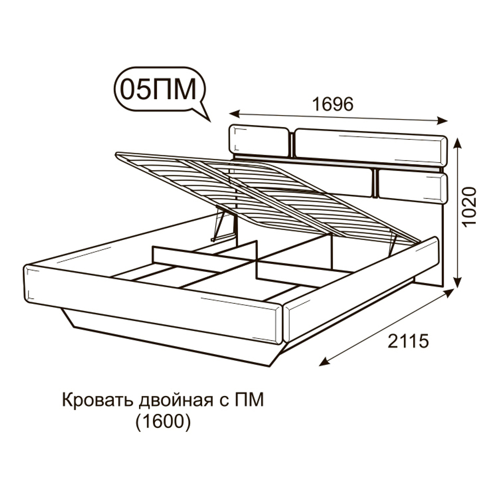 Кровать с подъемным механизмом 160х200, Палермо 05