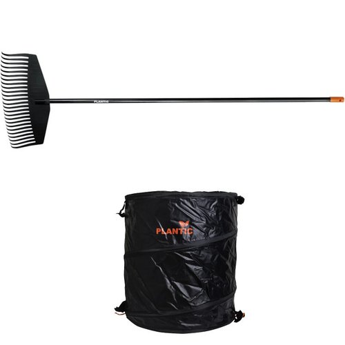 Промонабор грабли веерные Plantic Solid L + Универсальный садовый мешок Plantic Pro 142л.