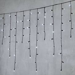 Светодиодная бахрома с колпачком 3,2*0,9 м., 180 холодных белых LED ламп, мерцание, черный провод ПВХ, IP65, LTC (PIL180BLWCAP-11-2W)