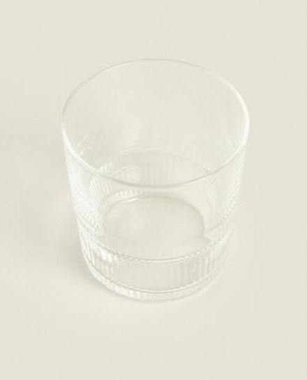 ZARA HOME СТЕКЛЯННЫЙ СТАКАН С РЕЛЬЕФНЫМ ДИЗАЙНОМ, ПРОЗРАЧНЫЙ