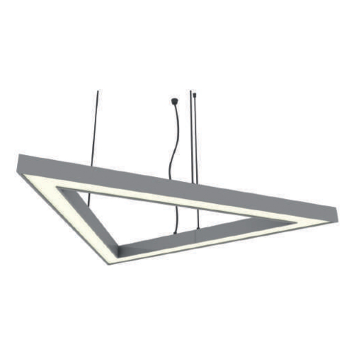 ULO-K11А 60W/4000K/T80-50 IP40 SILVER Светильник линейный светодиодный подвесной. Треугольник, 80х50см. Белый свет (4000К). 7200Лм. Алюминий. Цвет сер