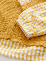 Блуза и вязаный жилет в комплекте для девочки Next E25-162, Горчичный, Молочный